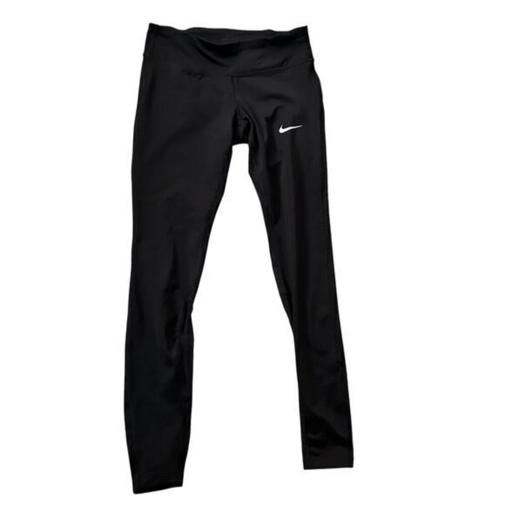 Nike Women’s Black Dri-Fit‎ Leggings Reflectors Drawstring Back Pocket Size S